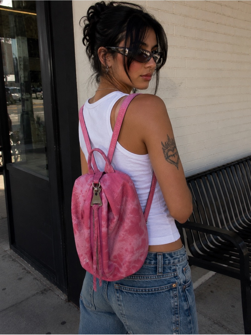 Aimee Kestenberg Pink Tie-Dye Leather Backpack